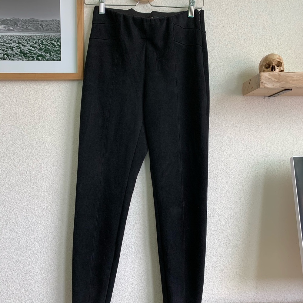 Zara black suede pants w/ hip detailing, side zips
